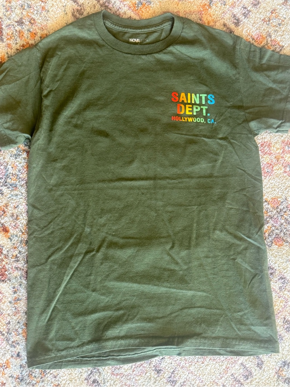 Fashion Nova Men Saints Dept Hollywood Graphic Tee Olive Size Small